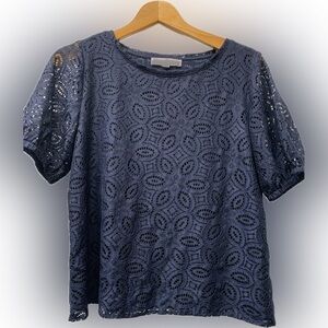 LOFT navy lace top